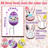 3 Pcs Easter Decorations Outdoor Metal Easter Eggs Yard Signs Decorative Garden Stakes Eggs Lawn Decorations Yard Decor for Spring Ornament Lawn Pathway Garde