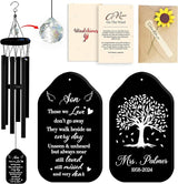 Personalized Son Cardinal Memorial Crystal Wind Chimes Remembrance Sympathy Ornament Keepsake in Memory of Child Boy Kid Offspring Custom Name Bereavement Condolence Gift for Outdoor Hanging