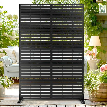 72" H×44" W Metal Outdoor Privacy Screen Freestanding, Outdoor Screens for Patio Lawn Deck, Privacy Panels Decorative Fence(Consists of 5 Panels)