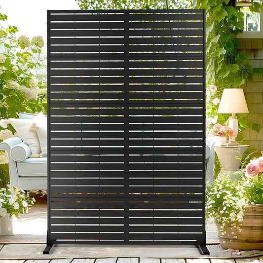 72" H×44" W Metal Outdoor Privacy Screen Freestanding, Outdoor Screens for Patio Lawn Deck, Privacy Panels Decorative Fence(Consists of 5 Panels)