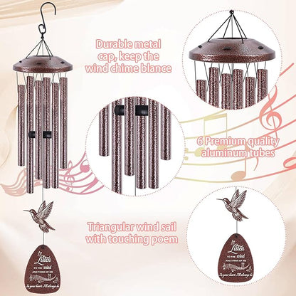Memorial Wind Chime for Outside: Sympathy Bereavement Gift for Loss of Loved One of Mother Father Husband Wife Friend, Condolence Remembrance Keepsake