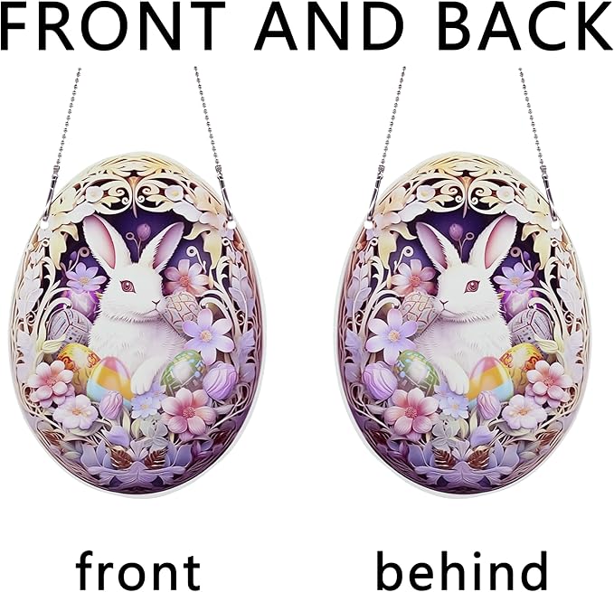 Easter Bunny Eggs Ornaments Colorful Window Hanging Decorations Home Wall Decor for Bedroom Patio Indoor Outdoor