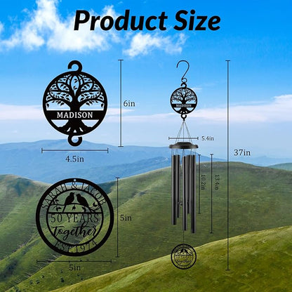 Personalized Anniversary Wind Chime – Custom Wedding Gift for Couple, Parents, Him or Her, Unique Wind Chime Gift for 10th, 20th, 25th, 50th & Any Year Anniversary