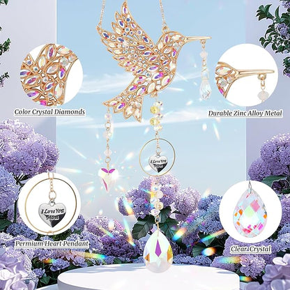 Hummingbird Gifts for Mom, Mom Gifts for Mothers Day Birthday from Daughter, Sun Catchers Indoor Window Outdoor Garden, Spring Home Decor Hummingbird Gift for Women Mother Grandma Bird Lovers