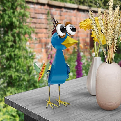 Colorful Metal Rooster Garden Statue, Wacky Outdoor Animal Statues, Weather-Resistant Chicken Figurine Outside Decorations, Metal Garden Sculptures, for Lawn Patio Porch Outdoor Decor