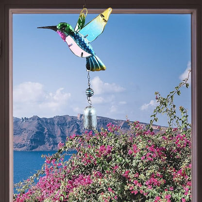 Hummingbird Decor with Bell, Hummingbird Wind Chimes, Hanging Bell Decorations for Yard, Garden, Home and Outdoor, Gift for Mom