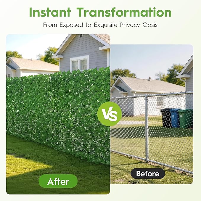 Bybeton Artificial Ivy Privacy Fence Screen - 40" X 120" UV-Anti Fake Leaves Vines - Patio Balcony Privacy, Garden, Backyard Greenery Wall Decor
