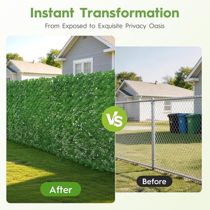 Bybeton Artificial Ivy Privacy Fence Screen - 40" X 120" UV-Anti Fake Leaves Vines - Patio Balcony Privacy, Garden, Backyard Greenery Wall Decor