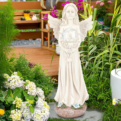 Angel Statue for Garden - 16.3 inches Guardian Solar Garden Statues with Solar Lights, Angel Figurines Gardening Gifts for Mom Grandma Lawn Outdoor Ornaments Figurines for Outdoor Decor