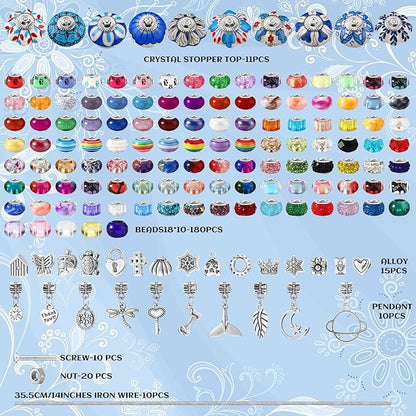 Silipull 255 Pcs 14 Inch Christmas Garden Stakes Decorative Blue and White Porcelain Ceramic Round Beaded Garden Stakes Decor Fairy Sticks for Indoor Outdoor Yard Lawn Pathway Patio Decoration