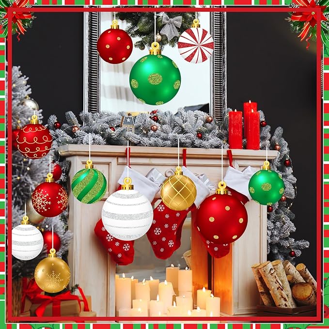 Huwena 24 Pcs Christmas Outdoor Decorations Hanging Ornaments Christmas Yard Signs Double Sided Lawn Decorations for Xmas Party Porch Lawn Decor (Delicate Style)
