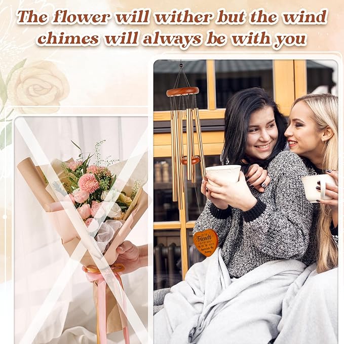 Best Friend Birthday Gifts for Women, Unique Friendship Gifts for Women, Ideas Wind Chimes for BFF, Soul Sister, Unique Outdoor Garden Decor for Female 25.6" Wind Chime