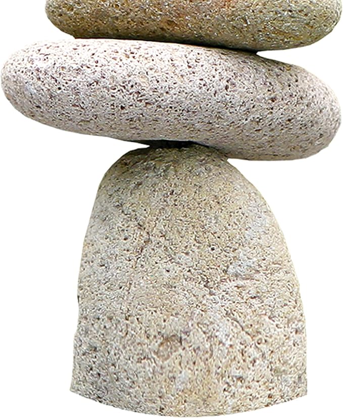 BestNest Ancient Graffiti Stone Cairns Set, 2-Piece Stacked Rock Sculptures with Metal Rod Support, 10" & 14" Garden Stone Towers for Zen, Japanese, or Wabi-Sabi Décor, Indoor Outdoor Home Ornament