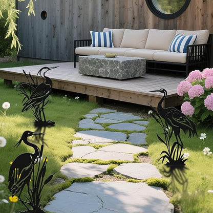Cranes for Garden,Exquisite Metal Yard Decor Trio: Lifelike Heron Statues Outdoor for Patio & Lawn, Premium Metal Yard Art Gift Set