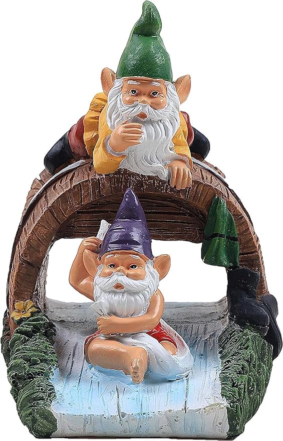 Decorative Downspout Extension, Cute Gnomes Gutter Diverter & Splash Block, Garden Statue Fits 3x4 Gutter Downspout, Prevents Mud & Puddles During the Spring, Garden Decoration for Summer.