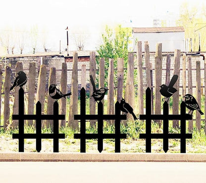 3 Pcs Small Garden Fence with 6 Pieces Birds Decoration, Rustic Garden Decor, Insert Lawn Picket Fence Garden Borders Decorative for Landscape Path Flowerbeds Plant Yard, Outdoor Sculptures Art