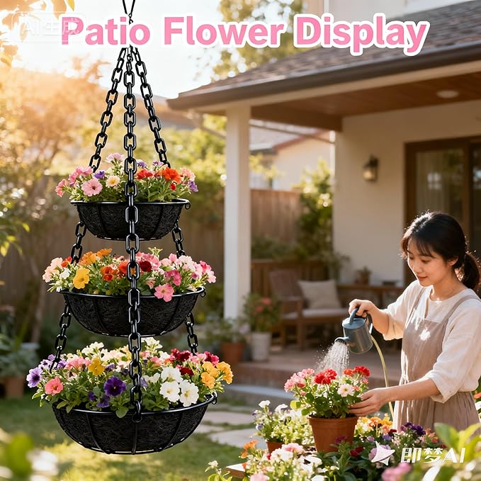 Black Hanging Plant Chains Kit, 10-Inch Adjustable Plant Hangers with Hooks for Hanging Baskets, Bird Feeders, Wind Chimes, Planters and Porch Signs 2Pack