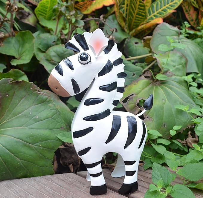 GIFTME 5 Metal Zebra Figurine Garden Outdoor Sculptures Decor,Cartoon Zebra Statues Home Decor for Women,Family