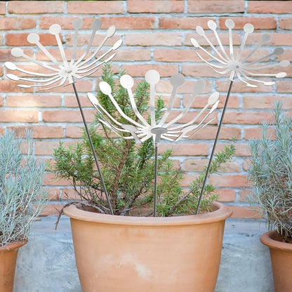 3Pcs Raw Dandelion Creativity Iron Art with Flower Stems Dandelions Garden Stake Metal Flower Pots Lawn Decor for Parents Gift Wedding Outdoor Furniture Home Yard Farm Courtyard Decoration