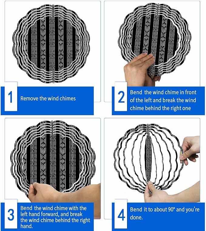 Tribal Boho Geometric Stripes Round Wind Spinner 10", 3D Stainless Steel Wind Spinners for Yard and Garden Black Indoor Outdoor Metal Hanging Craft Ornaments for Porch Lawn Home Party Decoration