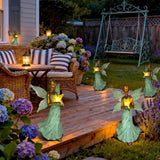 Solar Fairy Garden Statue Decor - 10 Inch Angel Girls Resin Figurine Waterproof Home Decoration with Hummingbird LED Lights for Bedroom Balcony Table Yard Patio, Gifts for Women Mom Grandma Birthday