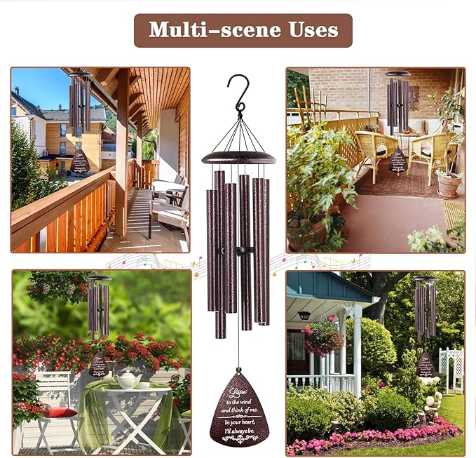 Soopau Sympathy Wind Chimes for Outside, 32'' Memorial Wind Chimes for Loss of Loved One, Memorial Gifts for Loss of Mother Father, Bereavement Gift in Memory of Loved One (Bronze)