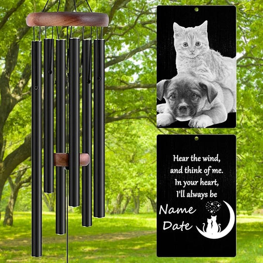 Personalized Wind Chimes Memorial Engraved Gift,Custom Sympathy Wind Chime for Loss of Loved One,Customized Mother Father Dog Pet Family Remembrance Bereavement Gifts