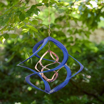 Red Carpet Studios The Original Cosmix Deluxe Helix Wind Spinner, Medium 14-Inch, Double Blue & Copper