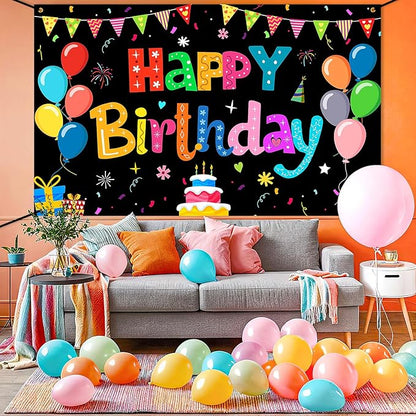 Happy Birthday Banner Backdrop Decorations Flag Outdoor 71x44 Inch,Colorful Rainbow Birthday Bunting for Boys Girls Indoor Home Party Supplies,Yard Sign Photography Background