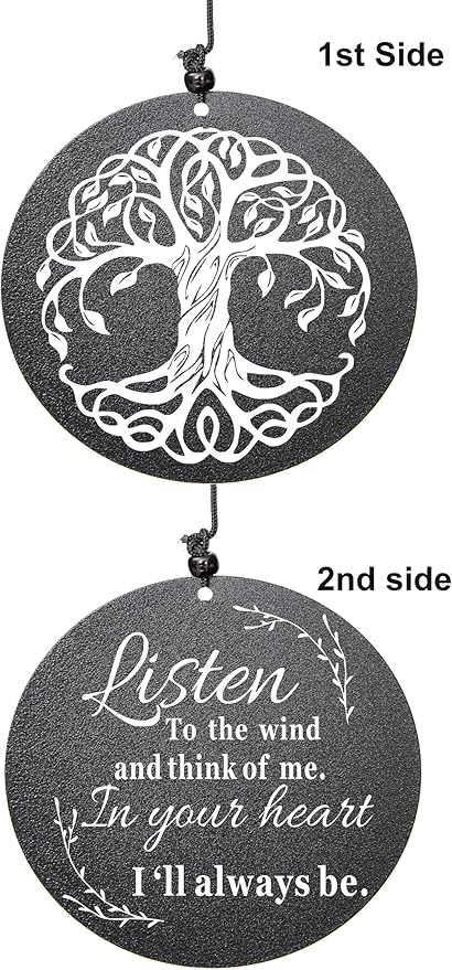 Sympathy Wind Chimes for Loss of Loved One, 40 Inch Memorial Wind Chimes for Loss of Loved Father/Mother/Lover, Commemorative Sympathy Bereavement Gifts for Condolences/Funeral (Black)