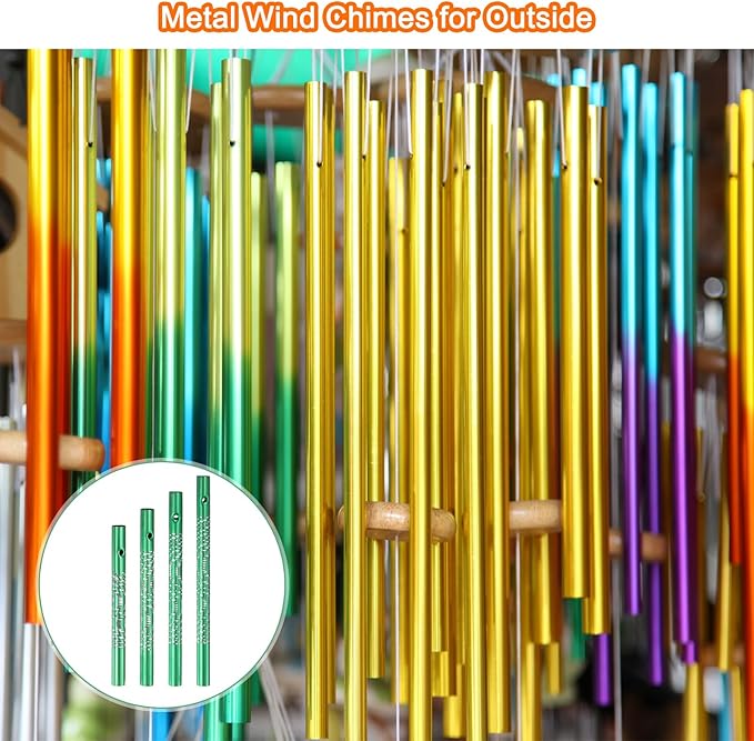 M METERXITY 24-Pack Wind Chime Tubes, 4 Sizes Aluminum Metal Wind Bell Empty Tubes for Outside/Adults Arts and Crafts/DIY [Green]