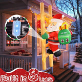 8FT Hanging Christmas Inflatable Santa 8FT Santa Claus Climbing Ladder Inflatables Christmas Outdoor Decoration Xmas Santa Blow Up Decor with Built-in 9 LEDs for Yard Garden Lawn(with Storage Bag)