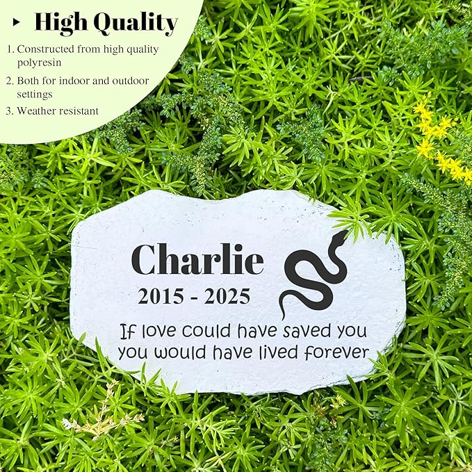 Personalized Pet Memorial Stone - Loss Gift for Pet - Snake Headstone - Snake Tombstone - Garden Memorial Gifts Stone - Stepping Stone Outdoor