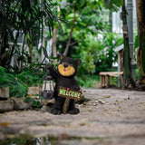 Juegoal Garden Bear Statue with Solar LED Lantern, Luminous Welcome Sign, Gifts for Mom Yard Art, Whimsical Figurine Large Sculpture Lighted Outdoor Mother's Day Spring Decorations for Lawn, Porch
