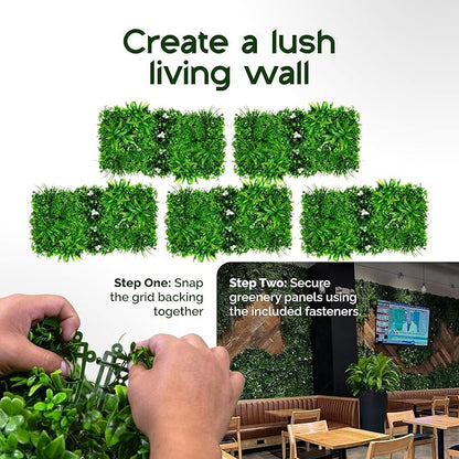 NatraHedge 20''X40'' Artificial Maui Living Wall Grass Wall Decor, 5Pcs (28SqFt) Hedge Leaf Grass Panels for Indoor, Outdoor, Garden and Balcony Privacy Fence Screen