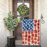 4th of July Patriotic Garden Flags 12x18 Inch Vertical Double Sided Outside, Memorial Day Independence Day Floral Yard Flag Decor, Holiday Outdoor Spring Summer Seasonal Decorations for Home