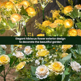 6 Pack Solar Garden Lights Outdoor, 42" Tall 42 LEDs Hibiscus Solar Flower Lights, IP65 Waterproof Decorative Landscape Lighting for Pathway Patio Yard Walkway Decor (Warm White)