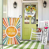 BLKWHT Hello Sunshine Summer Garden Flag 12x18 Vertical Double Sided Colorful Farmhouse Holiday Outside Decorations Burlap Yard Flag BW643