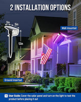 AUDERWIN Color Changing Solar Spot Lights Outdoor, 9 Lighting Modes Colored Solar Lights Outdoor RGB, Color Light Waterproof IP65, Landscape Spotlights for Halloween Christmas Decorations
