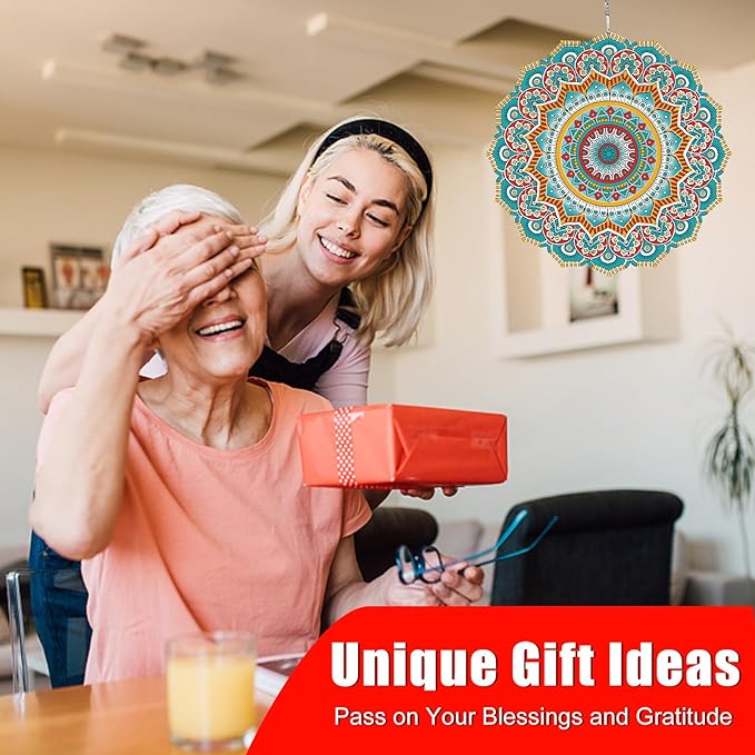 Mandala Gifts for Mom, Moms Wind Spinners, Mother's Day Best Gift for Mom, Mother Birthday Gift from Daughter Son, Love Reminder Gifts for Mother's Day, Garden Decor Gifts for Outside, Patio, 12in