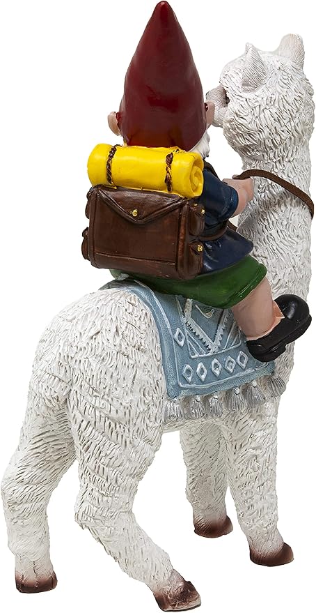 Funny Guy Mugs Gnome and a Llama Statue- Indoor/Outdoor Garden Gnome Sculpture for Patio, Yard or Lawn