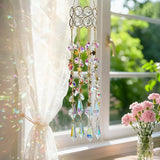 H&D HYALINE & DORA 15.5 Inch Crystal Suncatcher Hanging Window Sun Catcher with Colorful Beads Chain Gold-Plated Rainbow Maker for Indoor Outdoor Garden Christmas Decoration