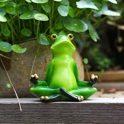 Cute Statues Frog Statue Outdoor Garden Sculptures for Yard Lawn Resin Animal Figurines Yoga Art Backyard Decor(Meditation)