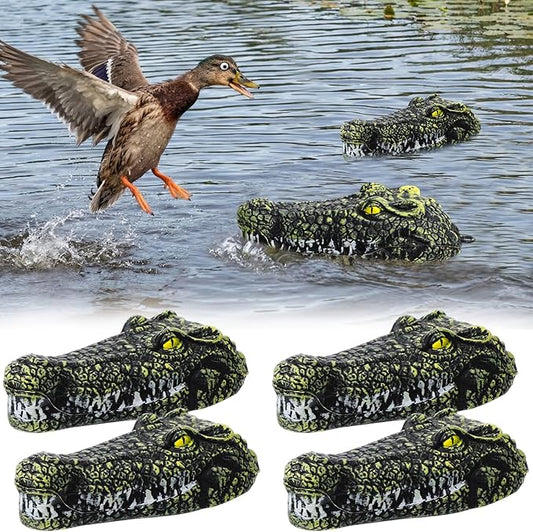 4 Pack Floating Alligator Head Decoy, Outdoor Pools Float Fake Alligator Head, 7.5 Inch Pond Accessories Floating Crocodile Duck Deterrents Outdoor Garden Decoration