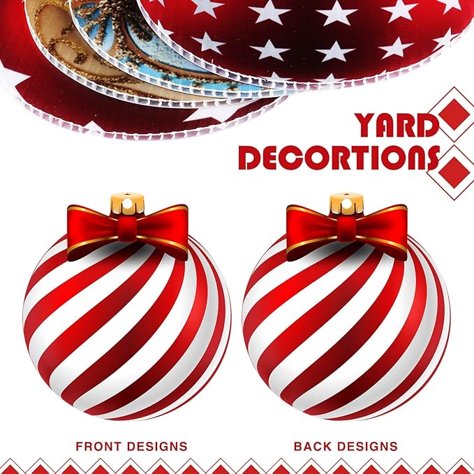 Rtteri 30 Pcs Large Christmas Ball Shape Ornaments for Outdoor 4.9 Inch Double Sided Plastic Christmas Hanging Ornaments Balls for Xmas Tree Indoor Outdoor House Porch Yard Supplies