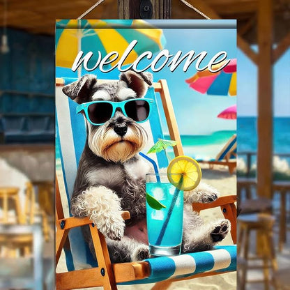 HOMETITUTE Summer Garden Flag Schnauzer Dog Flag 12x18 Vertical Double Sided Beach Welcome Seasonal Cute Puppy Yard Flag Outdoor Decoration for Porch Lawn Patio