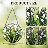 Stained Glass Window Hanging, Lily of The Valley Flower Diamond Glass Panel Suncatcher Green Plant Sun Catchers for Home Garden Balcony Window Decor, Plant Lover Gifts (7.8 Inch)