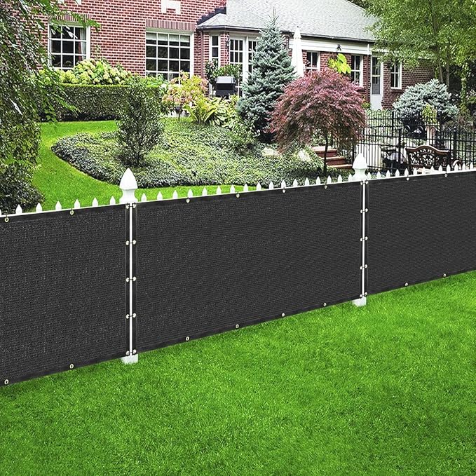 Houssity Black 3' x 93' Balcony Deck Fence Privacy Screen Cover Panel Shade Cloth Fabric for Chain Link Fence Patio Pool Railing Driveway Walkway Porch Playground Dog Kennel Residence Commercial Use
