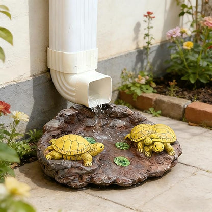 Turtlle Statue Splash Block Gutter Downspout Garden Decor, Larger Gutter Downspout Splash Block Extensions Ornament Rain Concrete Resin Tortoise Diverter Accessory, Outdoor Decoration Gift (13.8In)