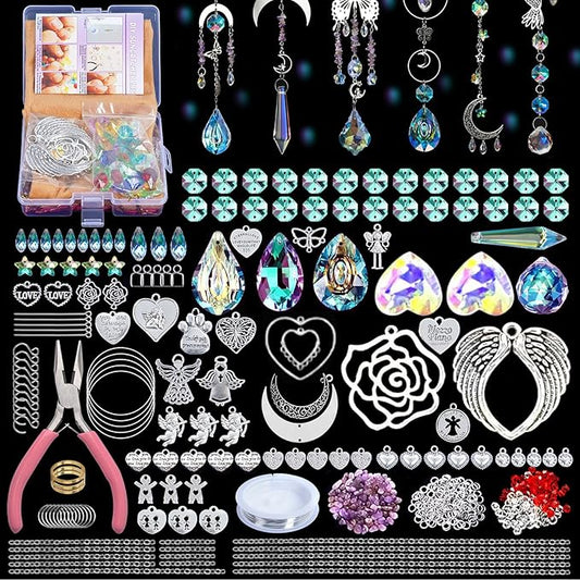 DIY Suncatcher Making Kits, 500 pcs Crystal Sun Catchers Crafts with Hooks Chains Pendants Rainbow Maker for Window Hanging Prism Indoor Outdoor Garden Party Decor